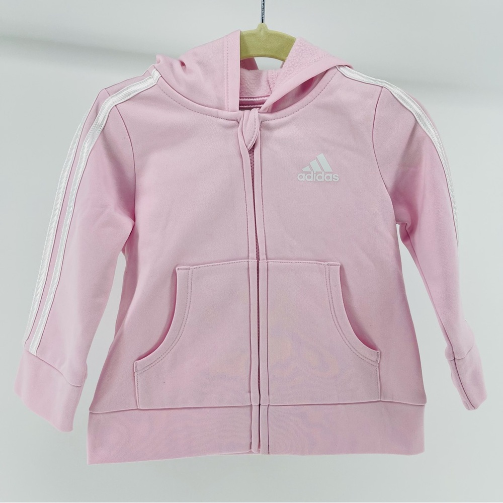 Adidas Baby Pink Zip-Up Hooded Track Jacket, Baby Girl 12 Months